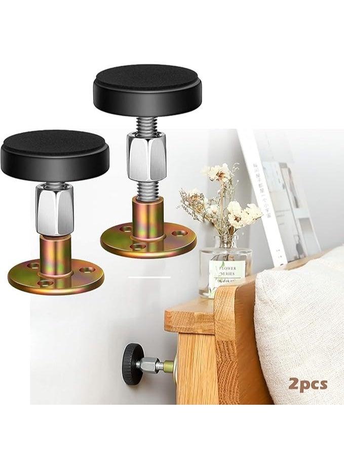2Pcs Adjustable Bed Stoppers, Metal & PP, 6-8cm, Protects Walls & Furniture, Easy Installation - Image 1