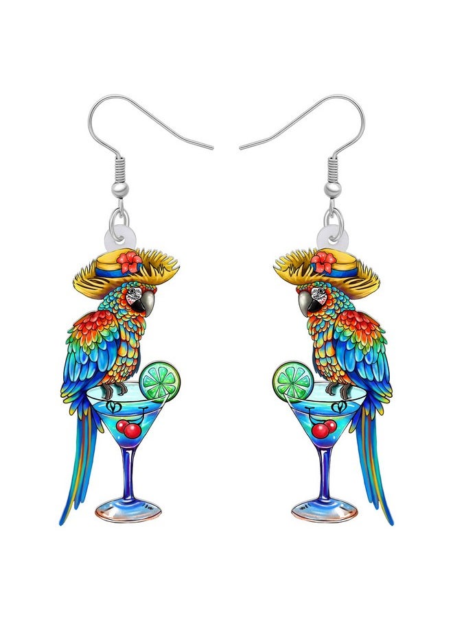 Newei Acrylic Cute Macaw Parrot Bird Earrings Dangle For Women Girls Animals Jewelry Gifts Charms Jimmy Buffett Accessories (Hawaii C)  - Image 1