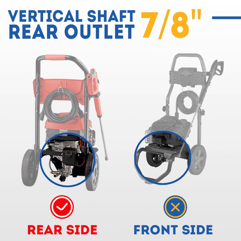 TOOLCY 7/8" Shaft Vertical Pressure Washer Pump - Rear Inlet/Outlet Max 3100 PSI @ 2.5 GPM OEM & Power Washer Pump for Gas Washer, More Replacement for Simpson, Ryobi, Honda etc - Image 2