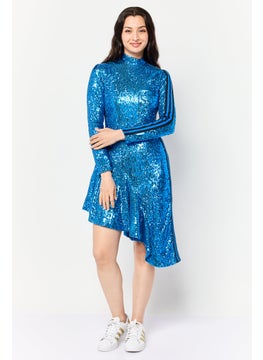 adidas Originals Women Sportswear Fit Sequins Dancing Dress, Blue  - Image 1