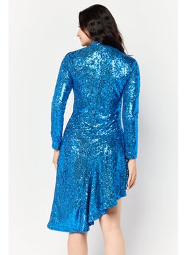 adidas Originals Women Sportswear Fit Sequins Dancing Dress, Blue  - Image 4
