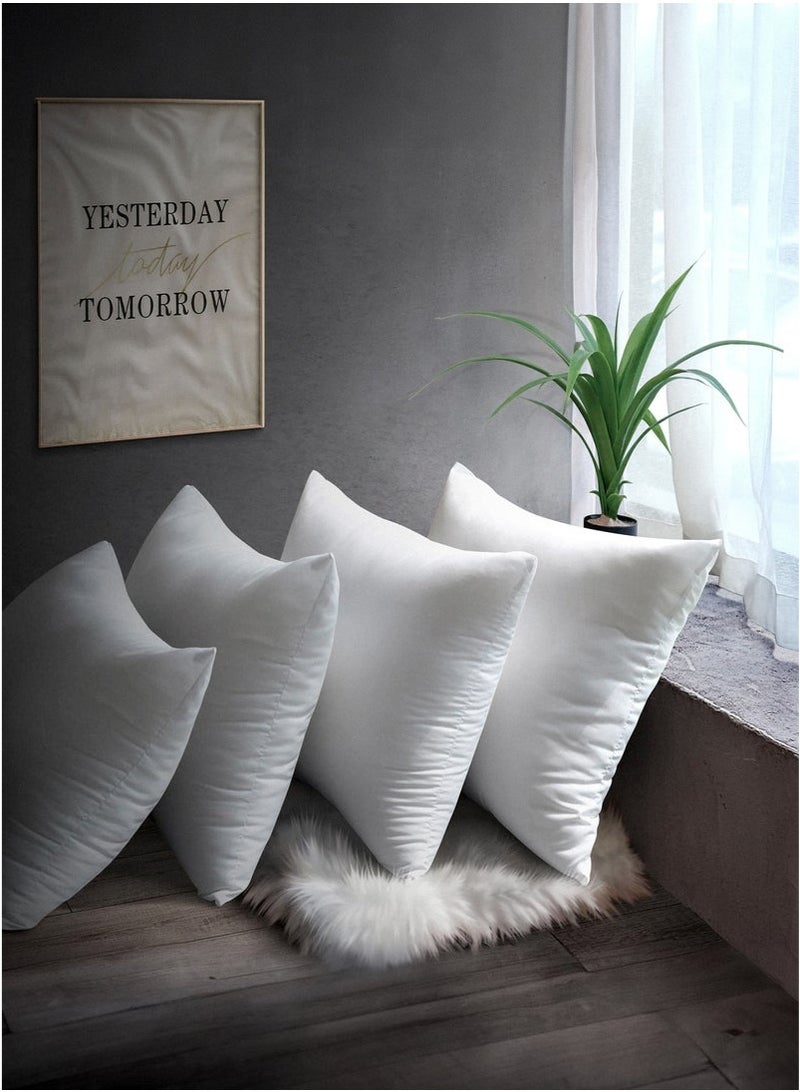 كيلا طقم وسادة أبيض ناعم من 4 قطع - غطاء قطني 100%، حشوة من الألياف الدقيقة 450، مقاس 45 × 45 سم - Image 1