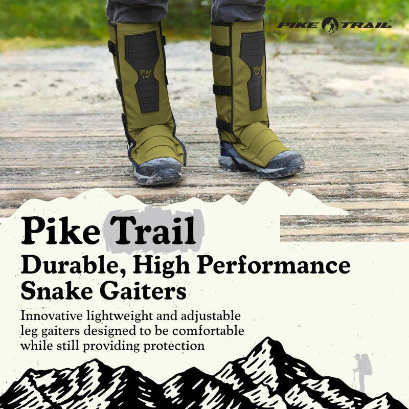 Pike Trail Snake Gaiters Leg Guards - Waterproof, Durable - Adjustable Size for Men & Women - Protection from Snake Bites - Hiking Essentials Ideal for Trekking, Hunting & Fishing - Olive - 1 Pair - Image 2