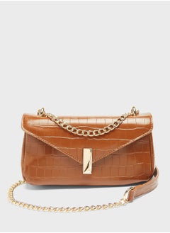 Chain Detail Flap Over Crossbody