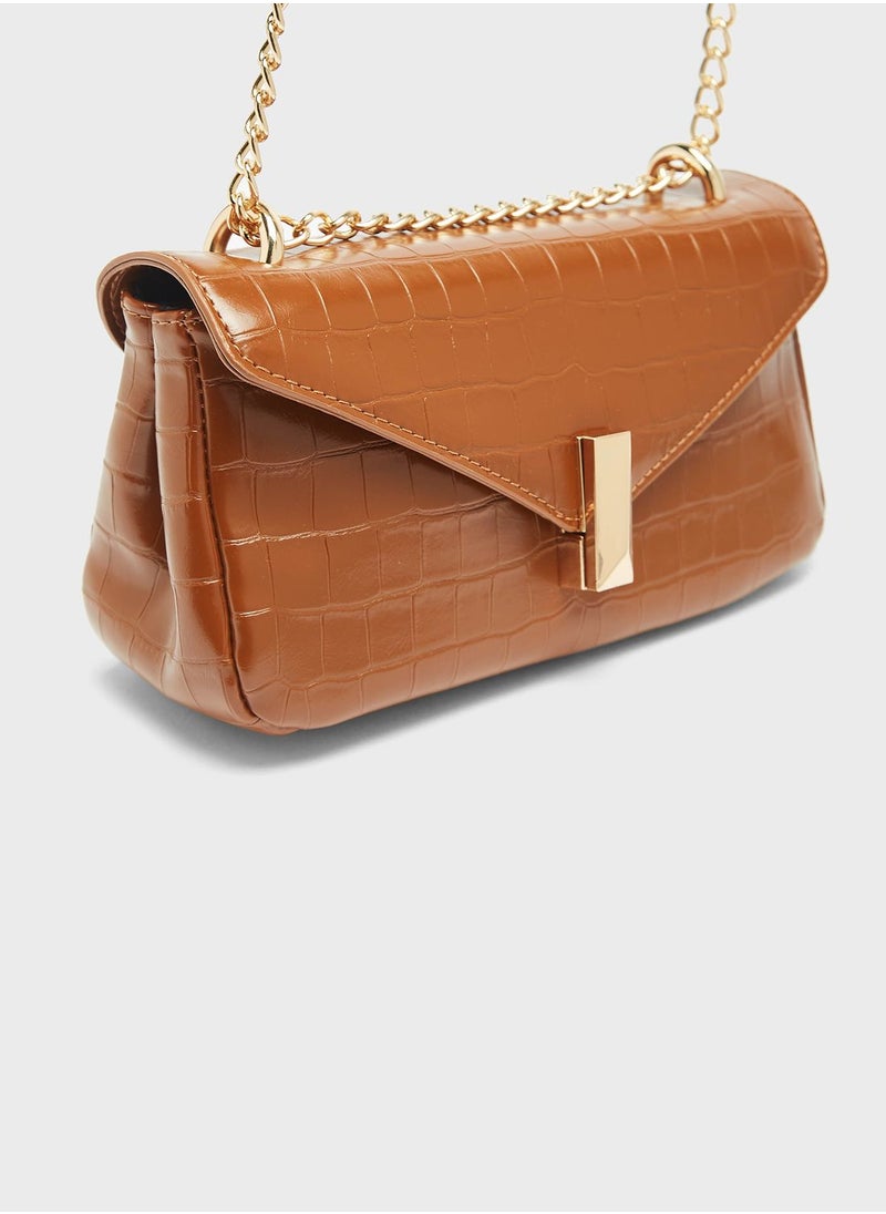 shoexpress - Chain Detail Flap Over Crossbody - Image 1