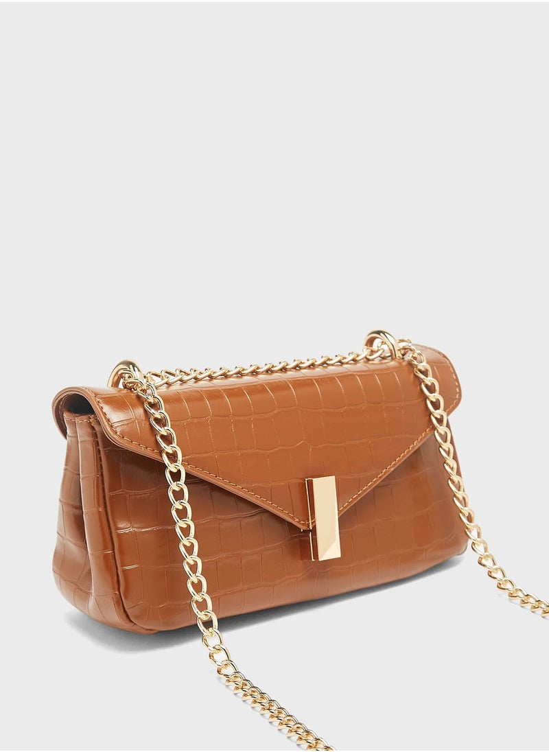 shoexpress - Chain Detail Flap Over Crossbody - Image 1