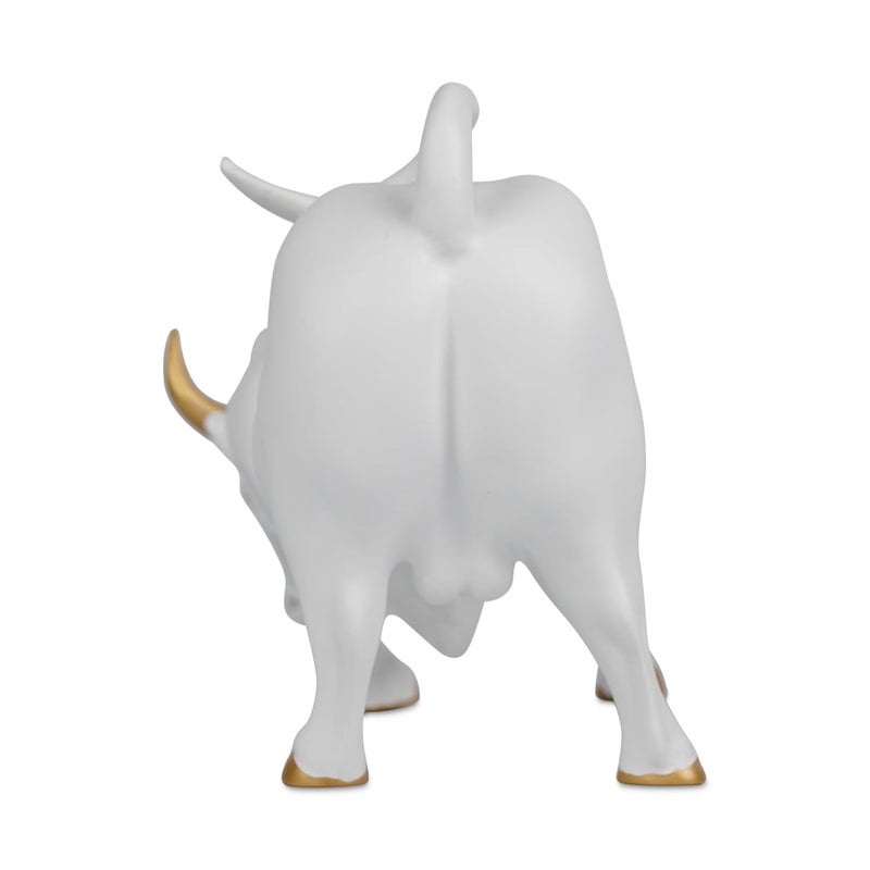 Artarium Artarium Abstract Art Bull Showpices for Living Room Charging Bull Statue Sculpture Ornament Animal Figurines for Table Decor Gifting Home Decoration Car Accessory 1 Piece White - Image 5
