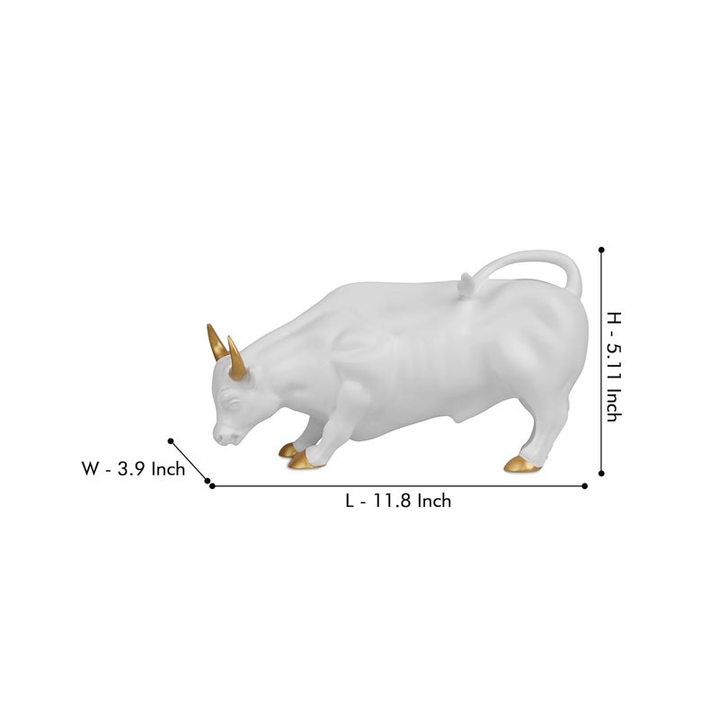 Artarium Artarium Abstract Art Bull Showpices for Living Room Charging Bull Statue Sculpture Ornament Animal Figurines for Table Decor Gifting Home Decoration Car Accessory 1 Piece White - Image 4