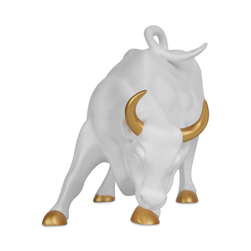 Artarium Artarium Abstract Art Bull Showpices for Living Room Charging Bull Statue Sculpture Ornament Animal Figurines for Table Decor Gifting Home Decoration Car Accessory 1 Piece White - Image 3
