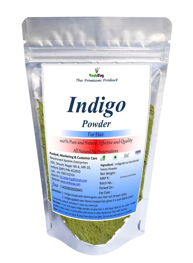 VY VedaYug Vedayug Pure Indigo Powder 100g | Natural Hair Dye for Black & Brown Hair Color | Chemical-Free & Ammonia-Free | Excellent Grey Hair Coverage - Image 1