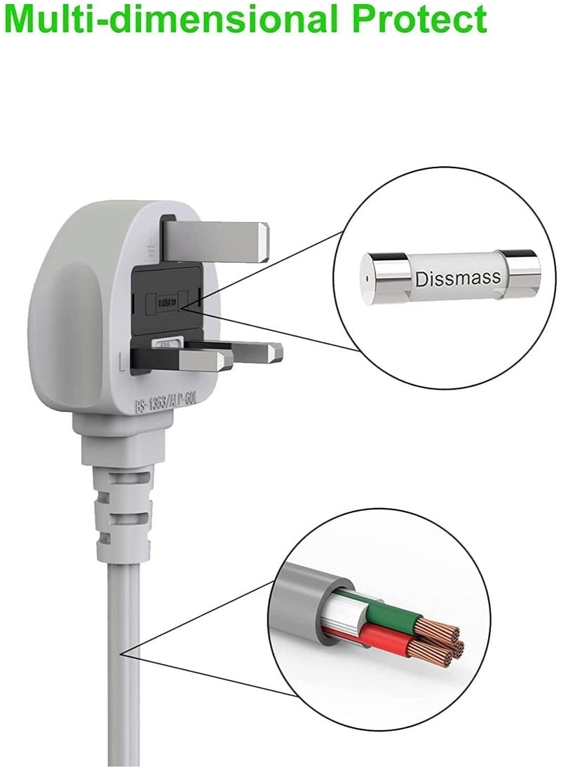 Luxoraq Power Extension Cord with USB, 2M Power Strip, 3 UK Plug Outlets, 2 USB Ports & 1 Type-C Port, 13A Surge Protector, Heavy Duty Extension Socket with Safety Shutter for Home, Office & Kitchen  - Image 3