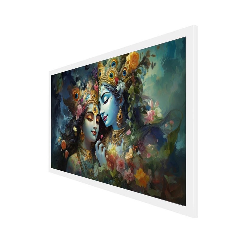 DEKORSTATION Beautiful Radha Krishna Canvas Painting for Home Dcor Radha Krishna Religious Painting With Frame Wall Art Painting Multicolor Framed Painting Size 12x24 Inch FF_772DS - Image 3