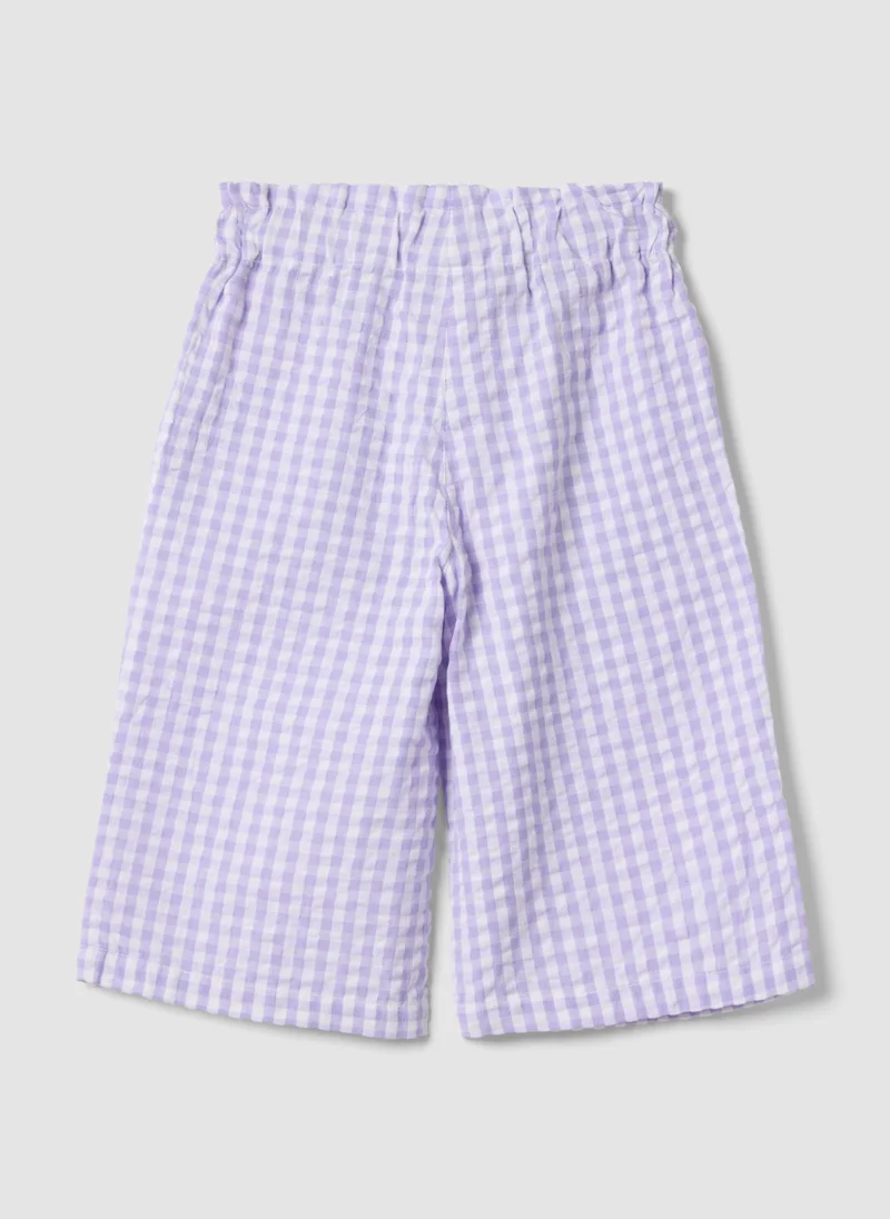 Ovs OVS Girls' Wide Leg Multicoloured Check Pure Cotton Trousers