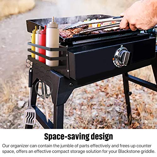RUSFOL Upgraded Stainless Steel Griddle Caddy for 28"/36" Blackstone Griddles, with a Allen Key, Space Saving BBQ Accessories Storage Box, Free from Drill Hole&Easy to Install - Image 2