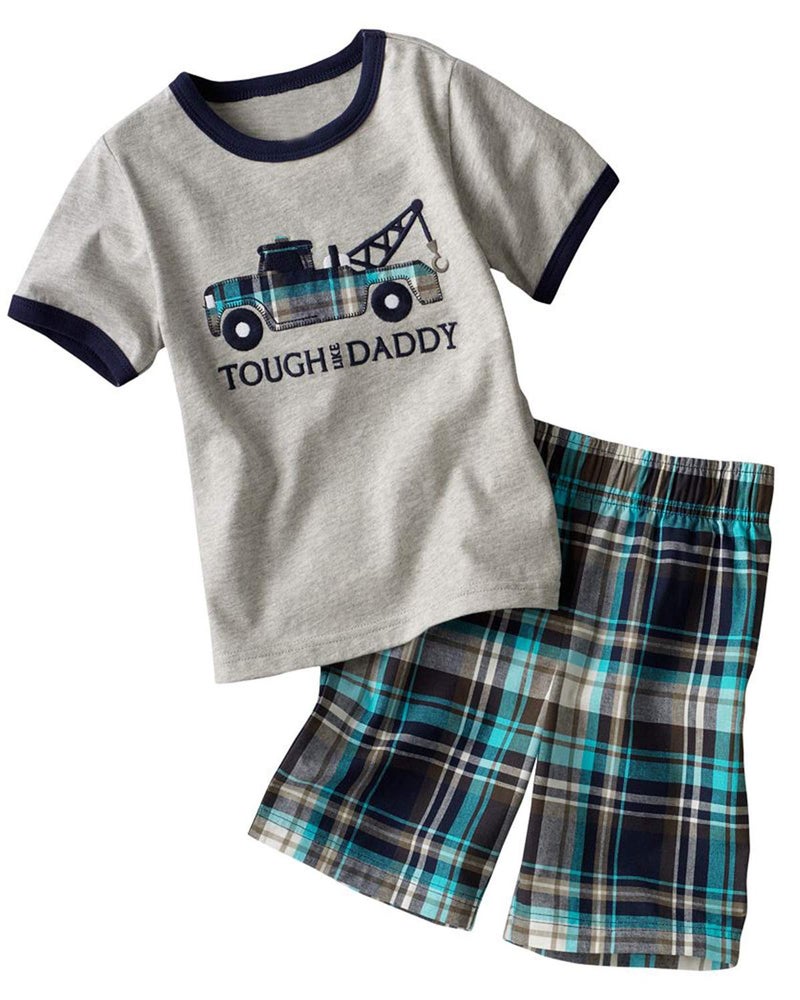 Bumeex Toddler Boy Cotton Grey Crane Short Sleeve Tee and Shorts Clothes Outfit Set Size 7
