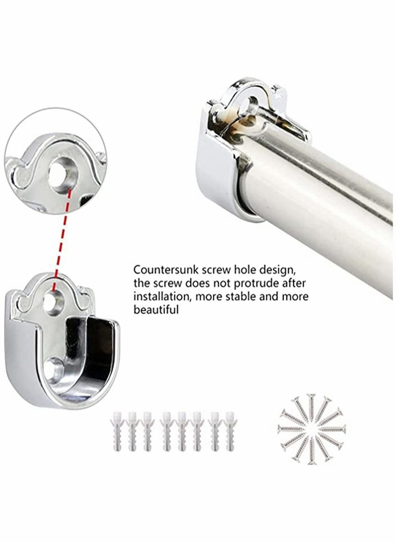 HomarKet - Closet Rod End Support, 4 Pcs Stainless Steel Heavy Duty Closet Pole Sockets, Rod Holder with Screws, Easy Installation Or Quick Removal Shower Curtain Hanging Tube Rod Bracket (25mm) - Image 1