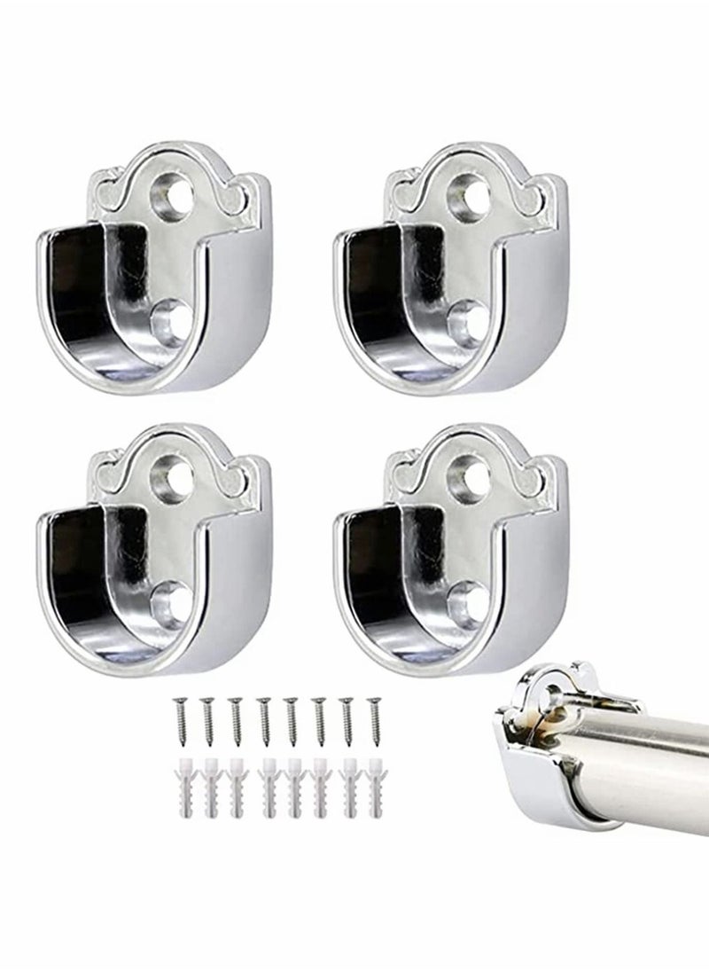 HomarKet - Closet Rod End Support, 4 Pcs Stainless Steel Heavy Duty Closet Pole Sockets, Rod Holder with Screws, Easy Installation Or Quick Removal Shower Curtain Hanging Tube Rod Bracket (25mm) - Image 1