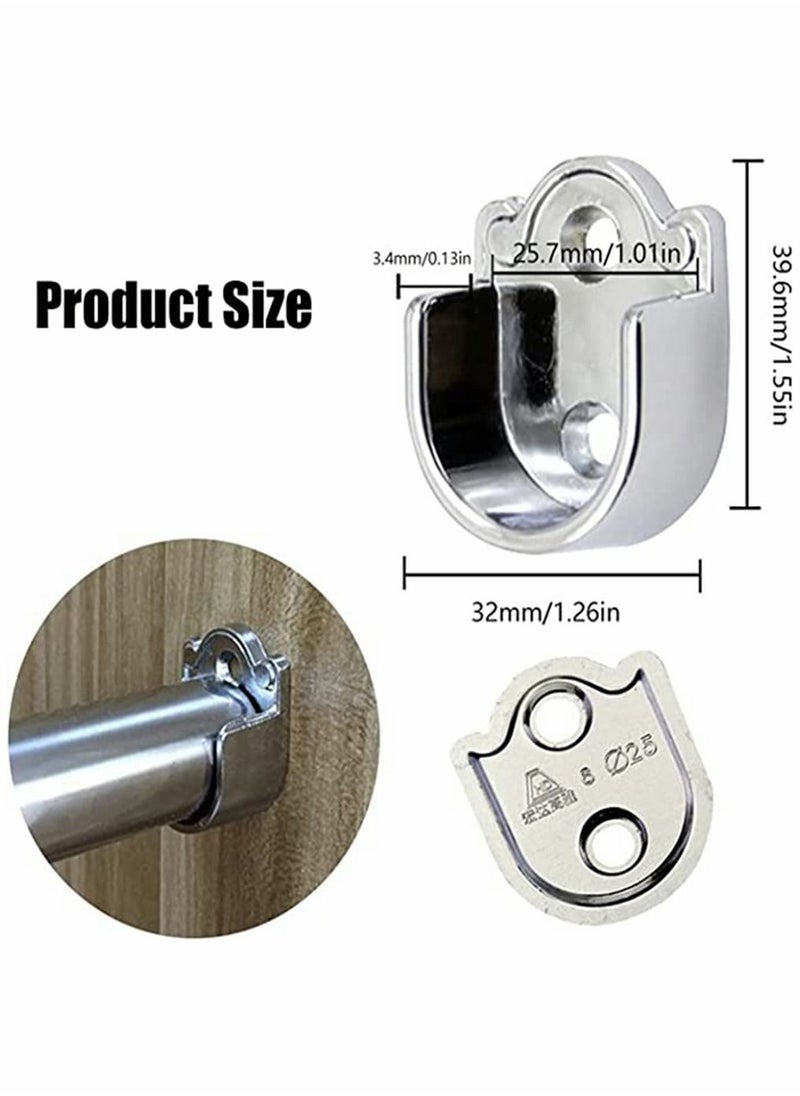 HomarKet - Closet Rod End Support, 4 Pcs Stainless Steel Heavy Duty Closet Pole Sockets, Rod Holder with Screws, Easy Installation Or Quick Removal Shower Curtain Hanging Tube Rod Bracket (25mm) - Image 1