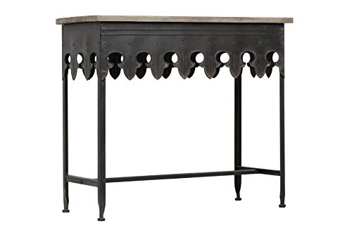 Creative CoOp Rustic Farmhouse Metal Console Sofa Table with Solid Wood Top Black