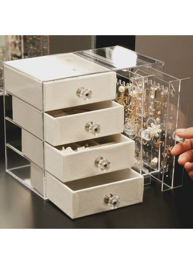 Luxury multi-tiered jewelry organizer box – clear acrylic with drawers and accessory holder, ideal for rings, earrings and necklaces - Image 1