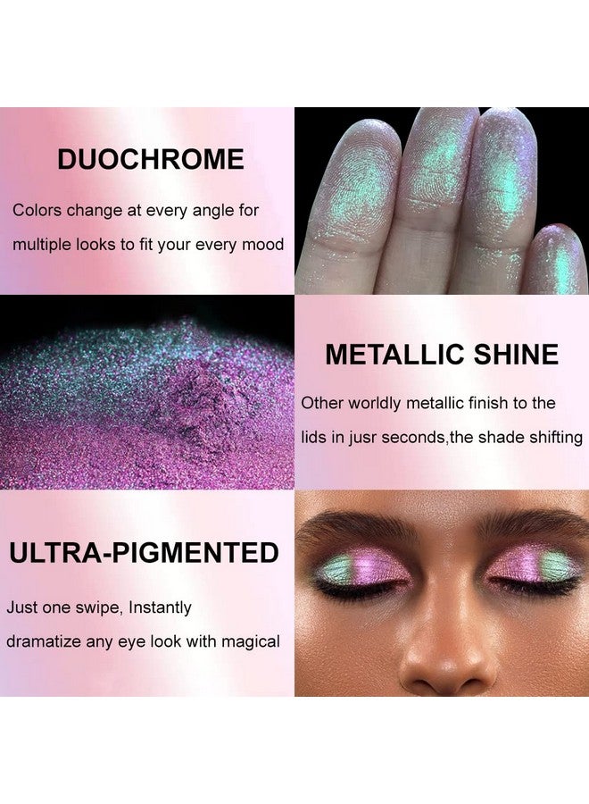 Afflano Chameleon Glitter Eyeshadow Metallic Eyes Makeup, Color Changing Holographic Multichrome Eyeshadow Shimmer, Highly Pigmented Duo Chrome Minerals Eye Shadow, Sparkling Face Highlighter - Image 4