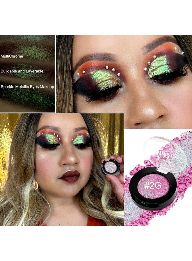 Afflano Chameleon Glitter Eyeshadow Metallic Eyes Makeup, Color Changing Holographic Multichrome Eyeshadow Shimmer, Highly Pigmented Duo Chrome Minerals Eye Shadow, Sparkling Face Highlighter - Image 3