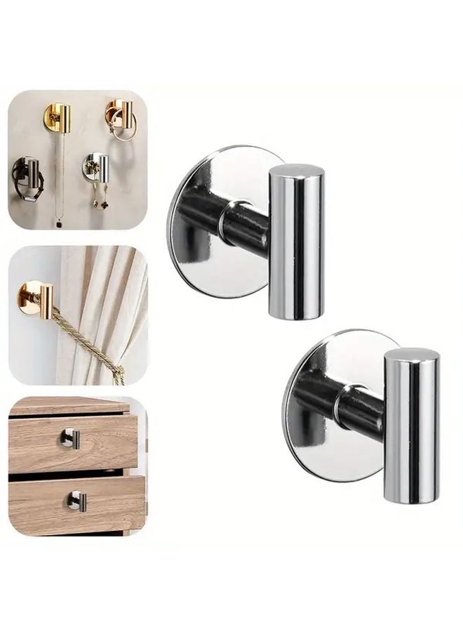 قطعتان من خطاطيف ستائر لاصقة فضية، خطاطيف حائط حديثة لتزيين المنزل - Image 1