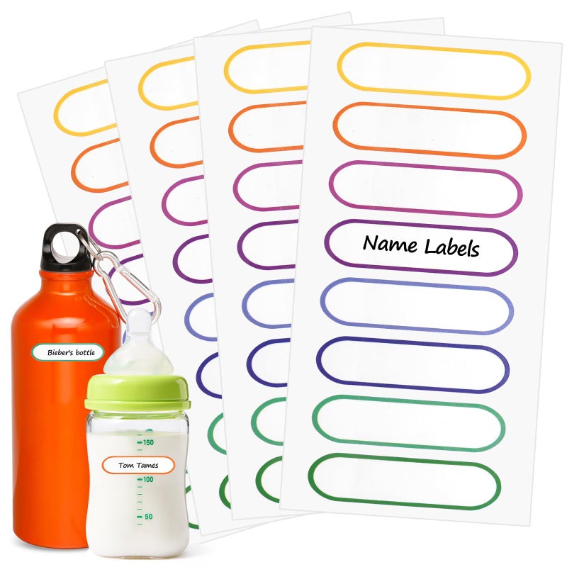 Jactales Waterproof Name Labels for Kids Child - Self-Laminating,Dishwasher Safe Name Stickers for Daycare,School Supplies,Toddler Baby Bottles,Sippy Cups,Travel Size Water Bottles - Washable,136 PCS. - Image 1