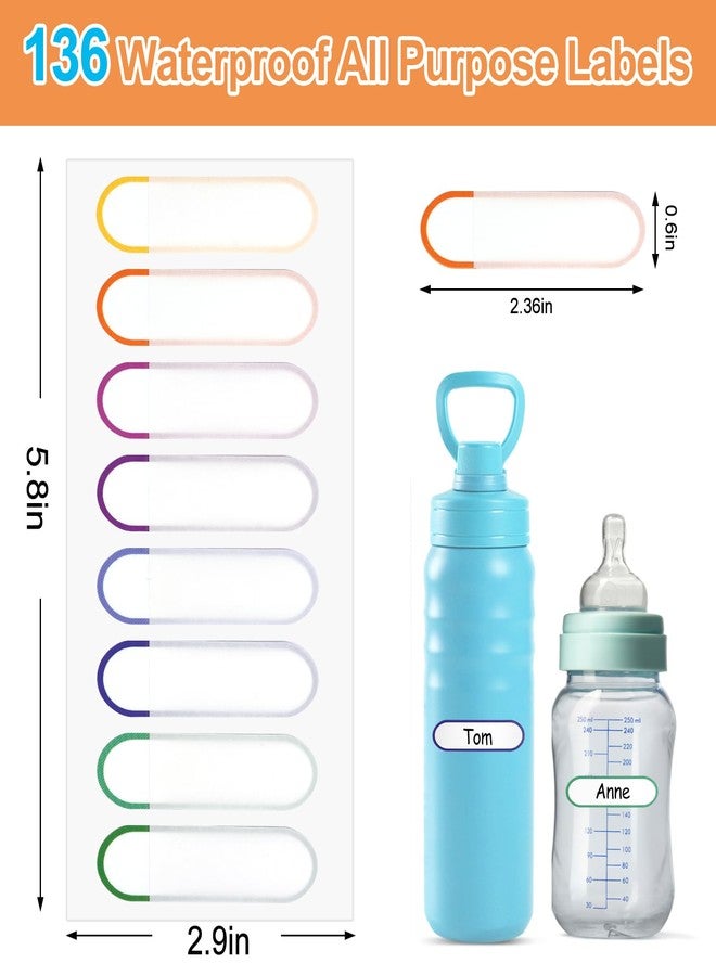 Jactales Waterproof Name Labels for Kids Child - Self-Laminating,Dishwasher Safe Name Stickers for Daycare,School Supplies,Toddler Baby Bottles,Sippy Cups,Travel Size Water Bottles - Washable,136 PCS. - Image 2