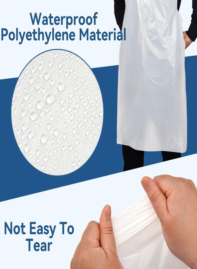 hapray 50 Pieces Disposable White Plastic Aprons, 46 inches x 28 inches Waterproof Polyethylene Perfect for Cooking Painting Arts n' Crafts and More - Image 3