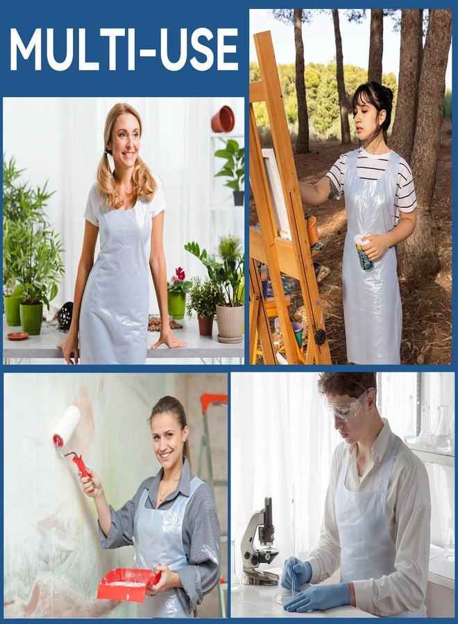 hapray 50 Pieces Disposable White Plastic Aprons, 46 inches x 28 inches Waterproof Polyethylene Perfect for Cooking Painting Arts n' Crafts and More - Image 5