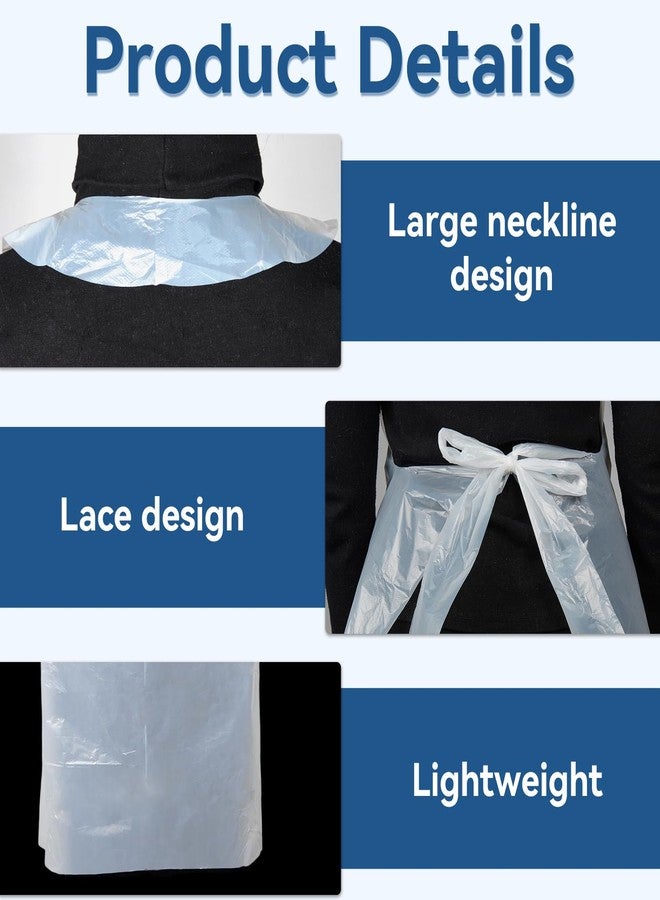 hapray 50 Pieces Disposable White Plastic Aprons, 46 inches x 28 inches Waterproof Polyethylene Perfect for Cooking Painting Arts n' Crafts and More - Image 4