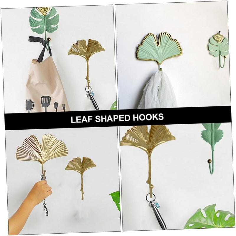 Mini Leaf Shaped Wall Hooks 2pcs Green Nordic Style Clothes Hanging Hooks for Home Door Window Without Drilling - Image 4