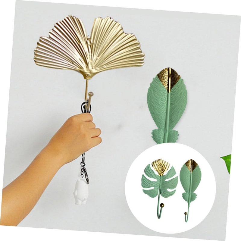 Mini Leaf Shaped Wall Hooks 2pcs Green Nordic Style Clothes Hanging Hooks for Home Door Window Without Drilling - Image 5