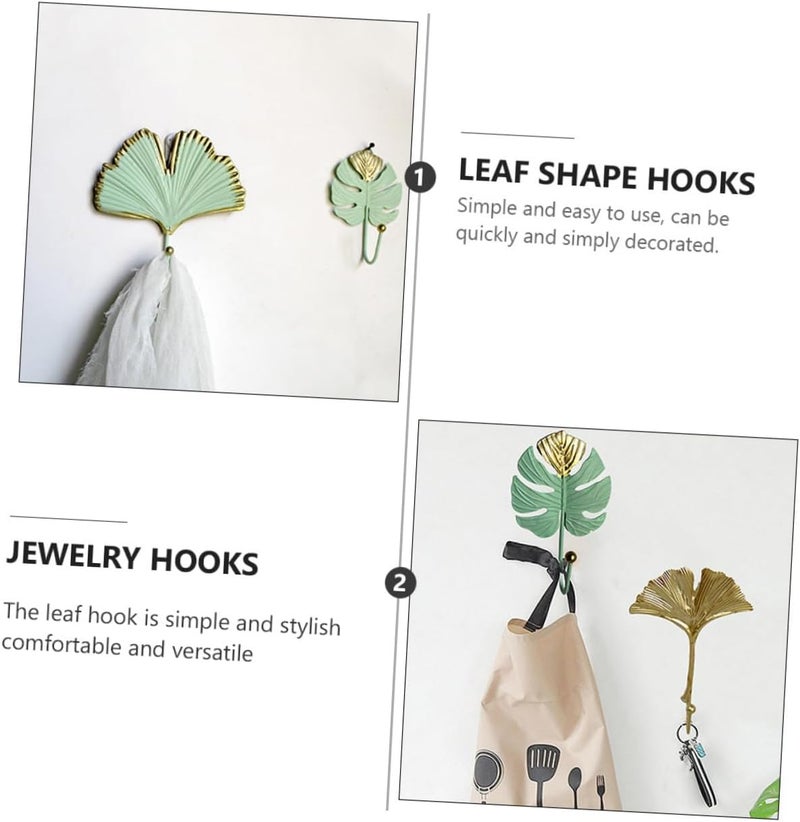 Mini Leaf Shaped Wall Hooks 2pcs Green Nordic Style Clothes Hanging Hooks for Home Door Window Without Drilling - Image 3