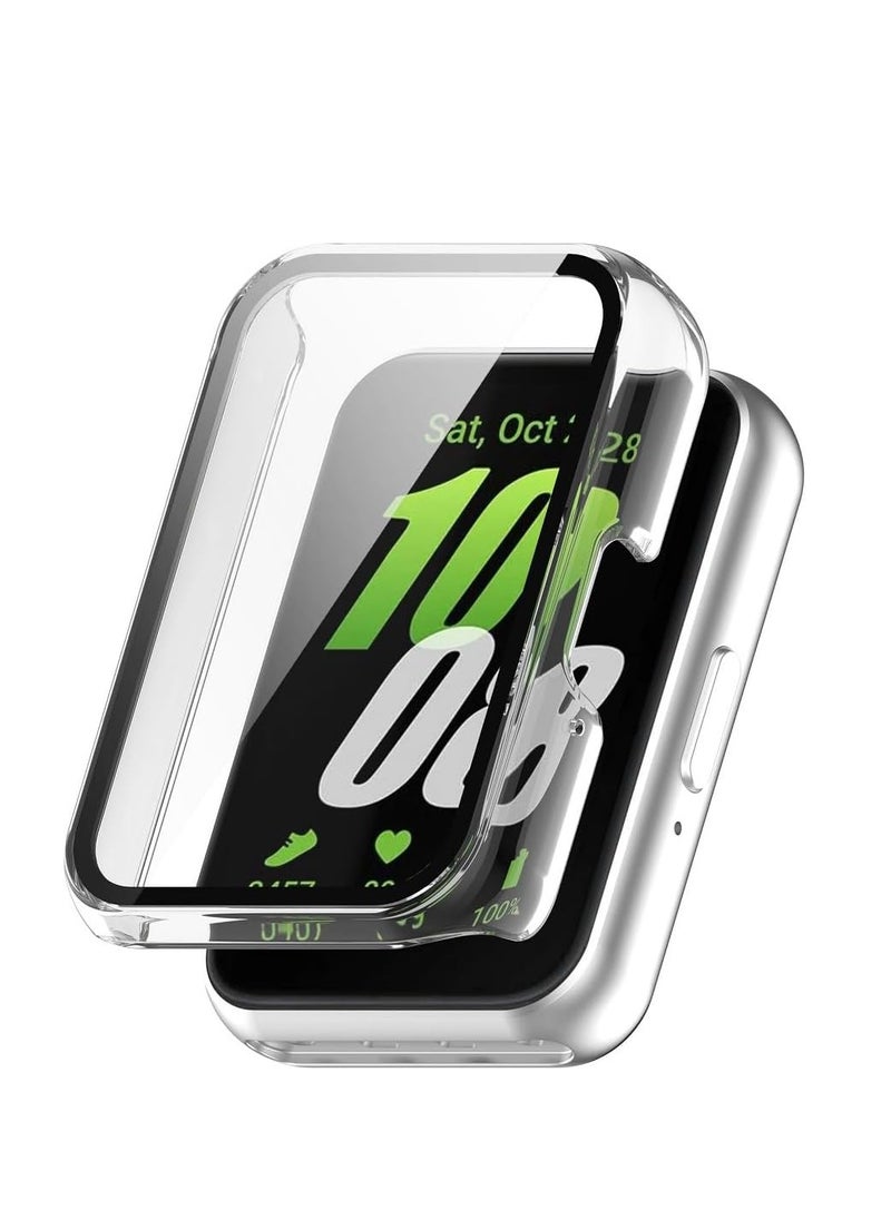 Generic Screen Protector Case Fit for Samsung Galaxy Fit3, Hard PC Protective Case Bumper Built-in Tempered Glass Film Cover Accessories Fit for Samsung Galaxy Fit3(SM-R390) (White)  - Image 1