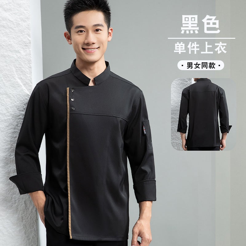 Stretch Lycra Waterproof Chef Work Clothes Breathable Long-Sleeved Men'S Short-Sleeved Kitchen Clothing Catering Women'S El - Image 1