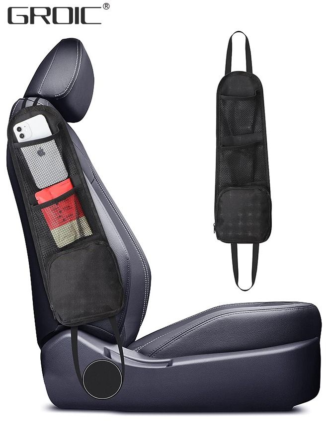 GROIC Car Seat Side Organizer, Auto Storage Hanging Bag,Stuff Holder with Mesh Pocket for Cars, SUV & Truck,Hanging Tissue Box Dispenser Bag,Vehicle-mounted Bag - Image 1