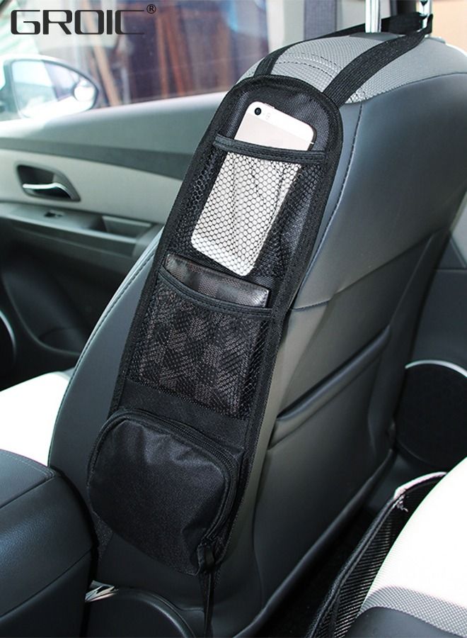 GROIC Car Seat Side Organizer, Auto Storage Hanging Bag,Stuff Holder with Mesh Pocket for Cars, SUV & Truck,Hanging Tissue Box Dispenser Bag,Vehicle-mounted Bag - Image 2