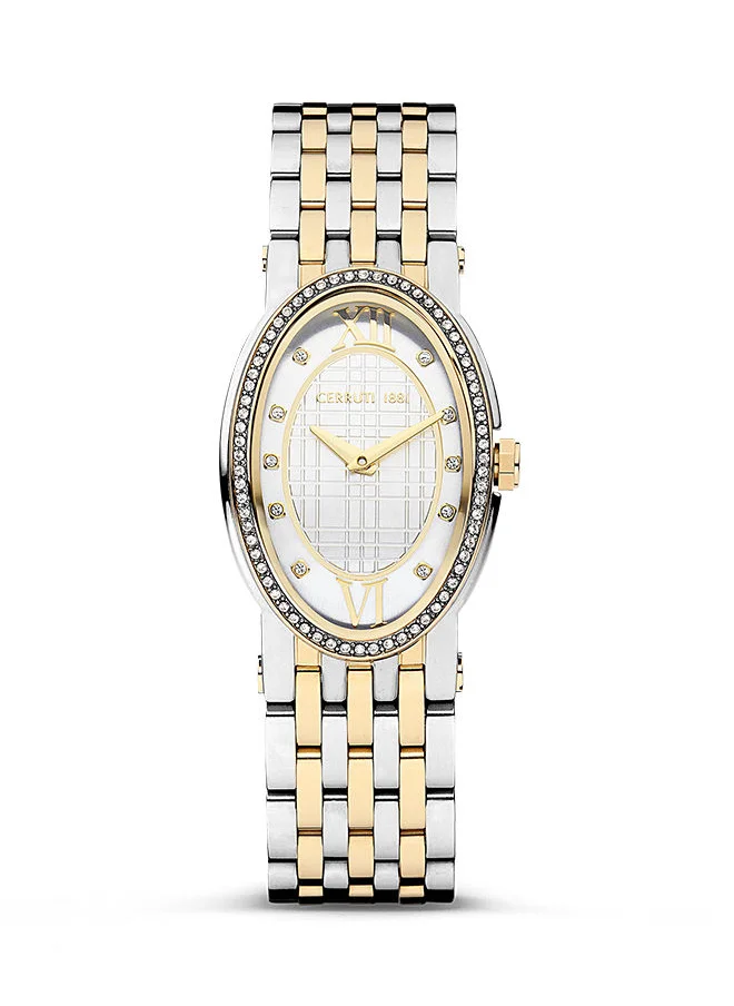 CERRUTI 1881 Womens Oval Shape Stainless Steel Analog Wrist Watch CIWLG2226102 28 mm Gold