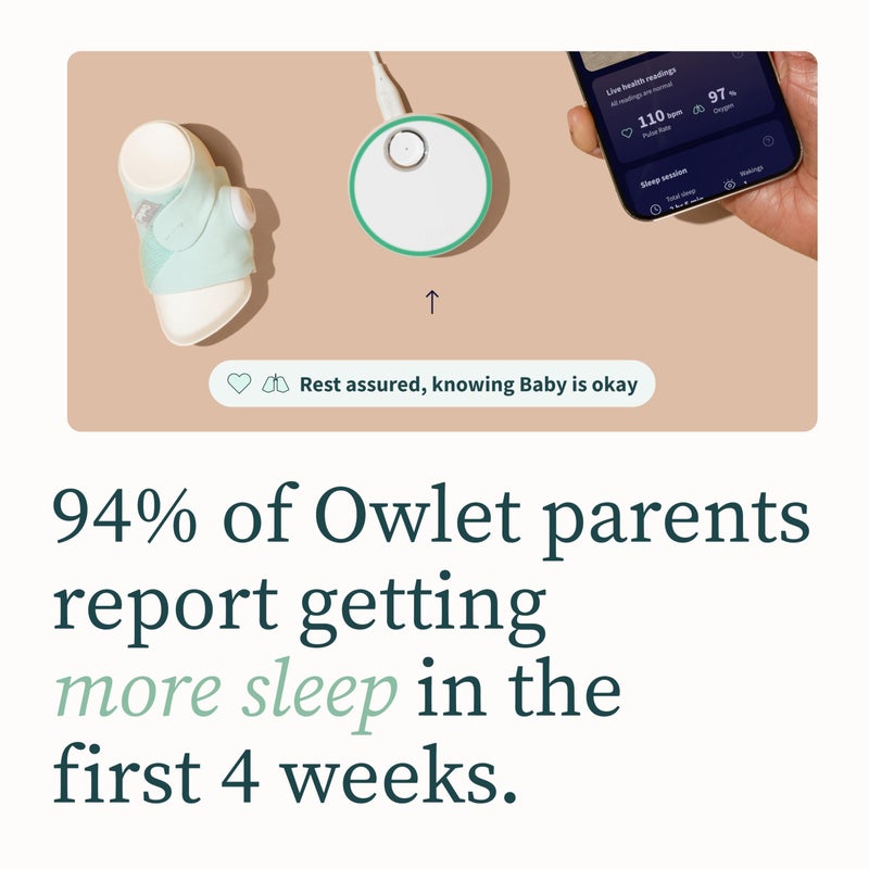 Owlet جورب أوولت دريم® - جهاز مراقبة الأطفال الذكي المعتمد من إدارة الغذاء والدواء - تتبع معدل النبض (القلب) والأكسجين في الرضع - استقبل الإشعارات - Image 5