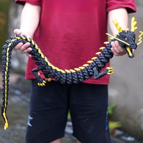 LUYUCUBE 473inch Super Huge Large Dragon 3D Printed Dragon with Movable Mouth and EyesFlexible Realistic Articulated Animal Fidget ToysMystery Figurines GiftsExecutive Desk Dcor Collectible Black - Image 1