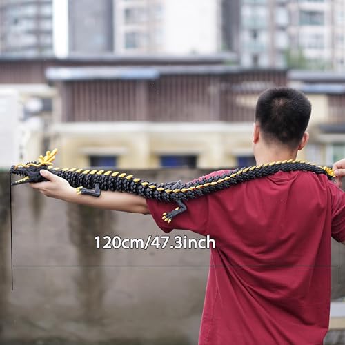 LUYUCUBE 473inch Super Huge Large Dragon 3D Printed Dragon with Movable Mouth and EyesFlexible Realistic Articulated Animal Fidget ToysMystery Figurines GiftsExecutive Desk Dcor Collectible Black - Image 5