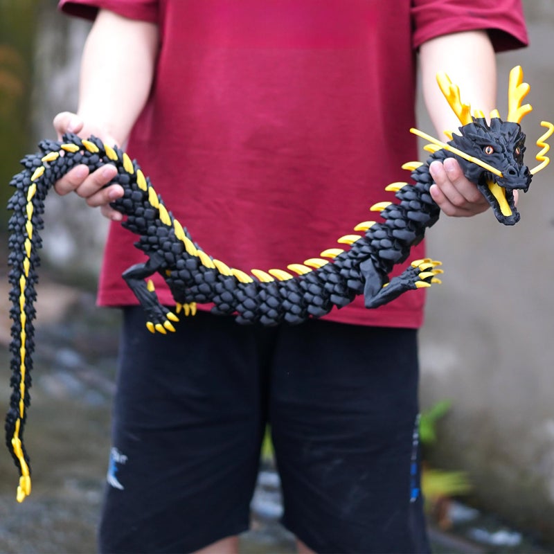 LUYUCUBE 473inch Super Huge Large Dragon 3D Printed Dragon with Movable Mouth and EyesFlexible Realistic Articulated Animal Fidget ToysMystery Figurines GiftsExecutive Desk Dcor Collectible Black - Image 3