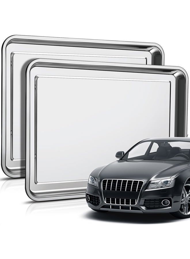 Datanly 2 Pcs Stainless Steel Oil Drip Pan for Under Car 27.6 x 19.7 Inch Automotive Oil Change Pan Silver Rust Resistant Motorcycle Drip Tray Replacement Tray for Garage Floor - Image 1