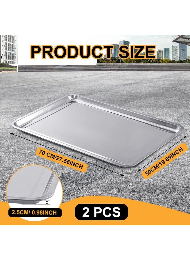 Datanly 2 Pcs Stainless Steel Oil Drip Pan for Under Car 27.6 x 19.7 Inch Automotive Oil Change Pan Silver Rust Resistant Motorcycle Drip Tray Replacement Tray for Garage Floor - Image 2