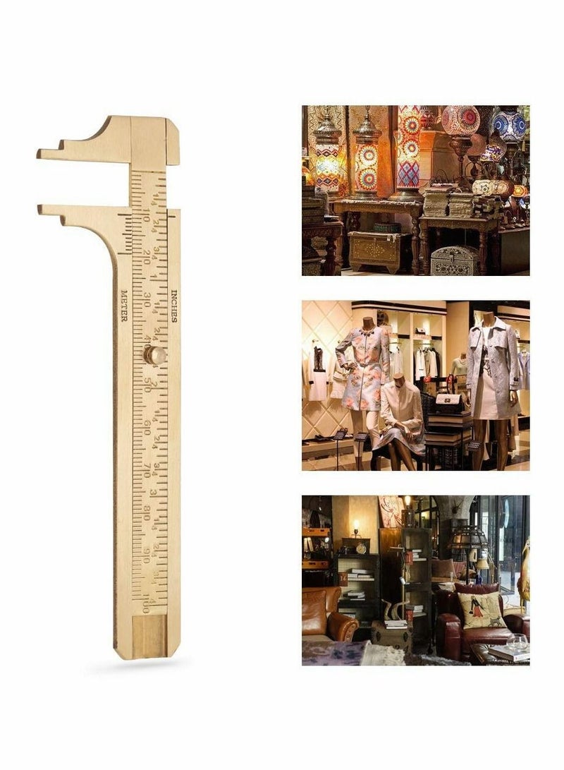 Retro Vernier Caliper, 1pc Mini Brass Sliding Gauge Pocket Vernier Caliper Ruler Measuring Tool Double Scales mm/inch (100mm)  - Image 2