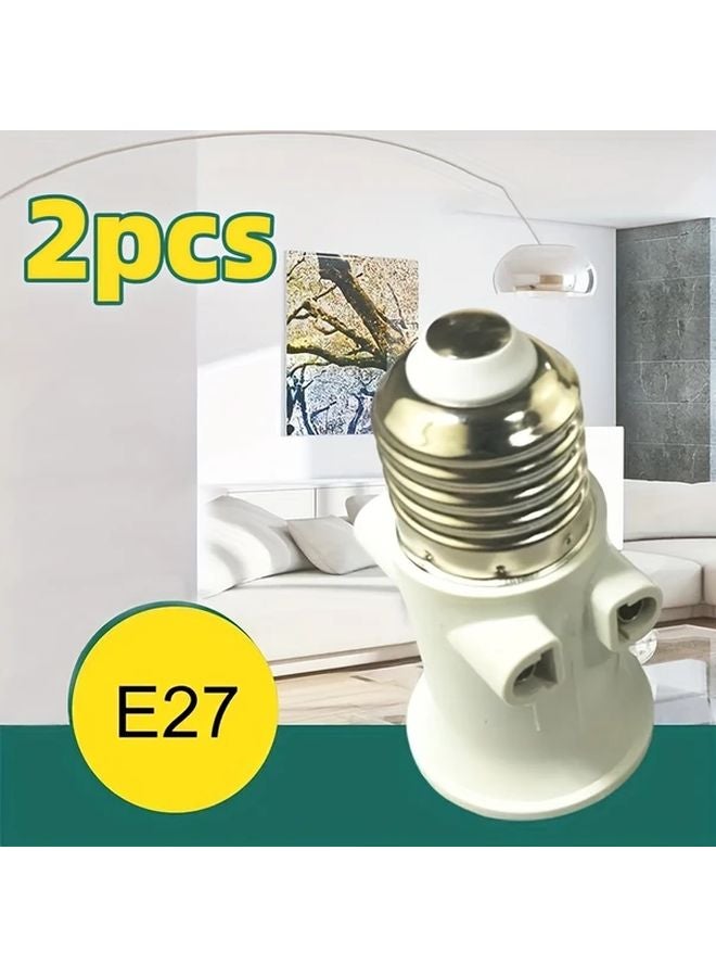 2pcs E27 Bulb Adapter Socket Lamp Holder Plug Connector White Split Flame Head Converter - Image 2