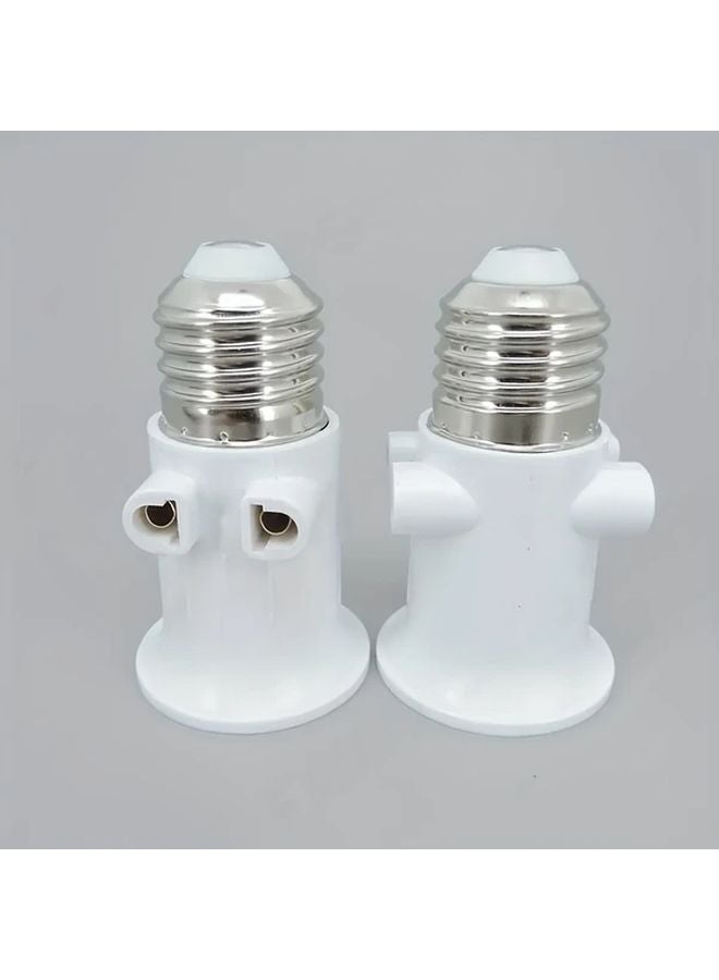 2pcs E27 Bulb Adapter Socket Lamp Holder Plug Connector White Split Flame Head Converter - Image 1