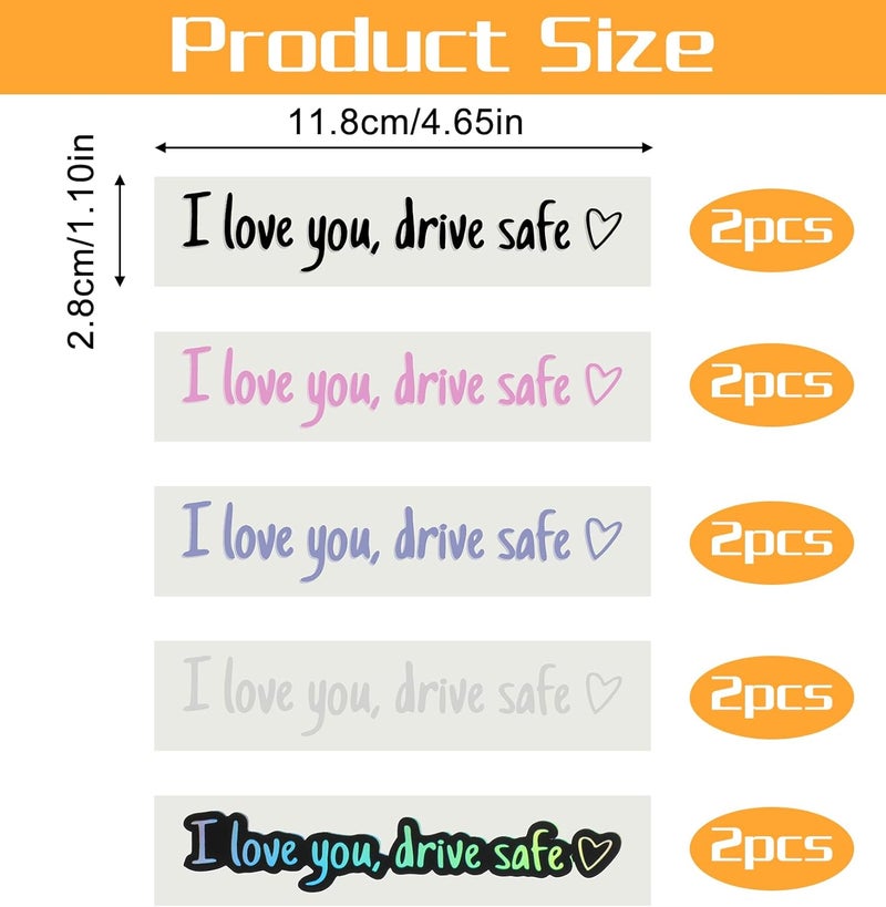 ValueBargain 10PCS I Love You Drive Safe Sticker, Drive Safe Mirror Sticker for Car Windows & Rearview, Funny & Cute Decals to Show Your Love, Waterproof and Reusable Global standard quality - Image 2